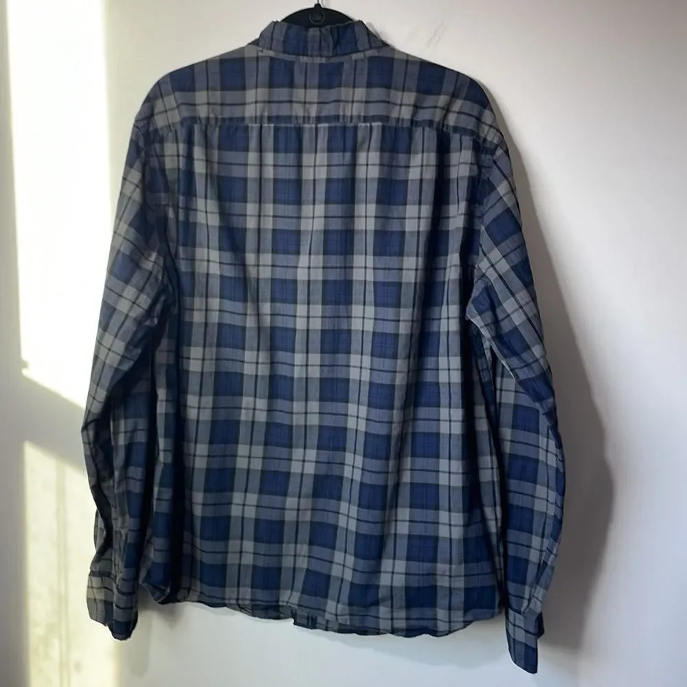 J. Crew Mens 💯 cotton button down slim fit size xl Business Blue Plaid Classic